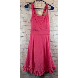 Athletic Pink Ruffle Hem Sleeveless Dress - Criss Cross Back Shorts Under Medium